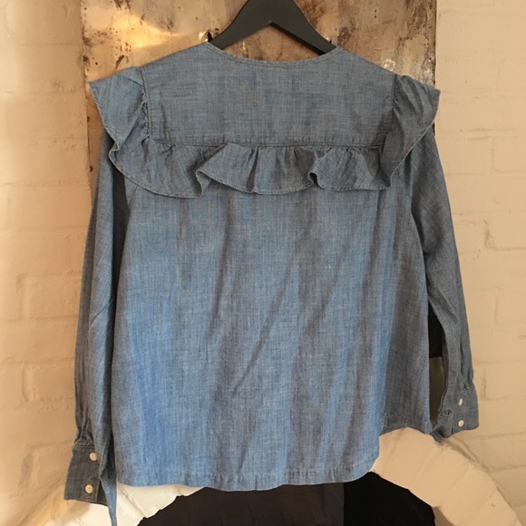 Madewell Chambray Ruffle-Yoke Top - Picture 8 of 8